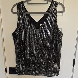 Glamorous Black and Silver Sequin Tank Top